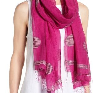 Eileen Fisher pink organic cotton blend scarf